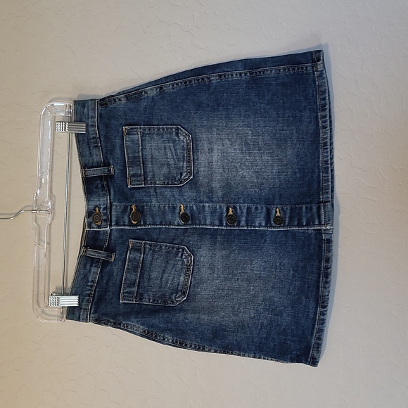 Gap Button Front Jean Skirt Mini Two Front Pockets Size 0 - Picture 3 of 12